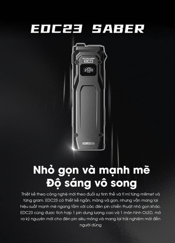 Đèn pin Nitecore EDC23 nhỏ gọn chiến thuật sáng 2500 lumen chiếu xa 280m