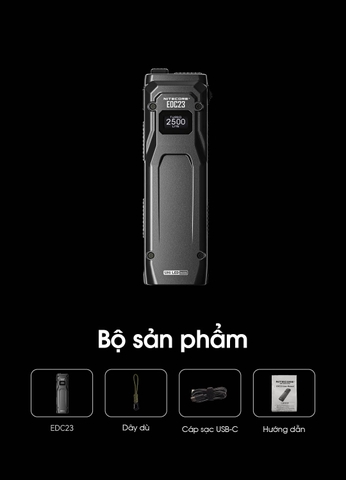 Đèn pin Nitecore EDC23 nhỏ gọn chiến thuật sáng 2500 lumen chiếu xa 280m
