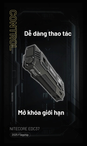 Đèn pin NITECORE EDC37 – Siêu sáng 8000 Lm, pin 8000mAh, sạc nhanh 18W, màn hình OLED