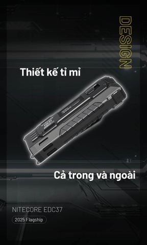 Đèn pin NITECORE EDC37 – Siêu sáng 8000 Lm, pin 8000mAh, sạc nhanh 18W, màn hình OLED