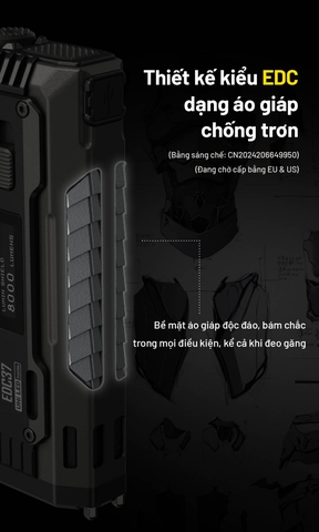 Đèn pin NITECORE EDC37 – Siêu sáng 8000 Lm, pin 8000mAh, sạc nhanh 18W, màn hình OLED