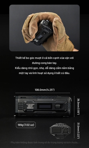 Đèn pin NITECORE EDC37 – Siêu sáng 8000 Lm, pin 8000mAh, sạc nhanh 18W, màn hình OLED