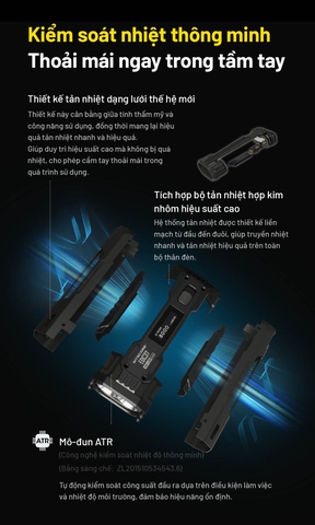 Đèn pin NITECORE EDC37 – Siêu sáng 8000 Lm, pin 8000mAh, sạc nhanh 18W, màn hình OLED