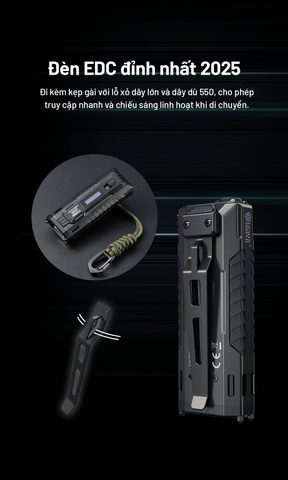 Đèn pin NITECORE EDC37 – Siêu sáng 8000 Lm, pin 8000mAh, sạc nhanh 18W, màn hình OLED