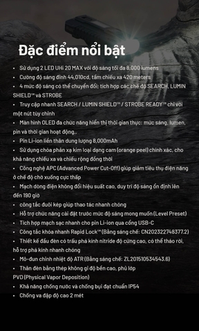 Đèn pin NITECORE EDC37 – Siêu sáng 8000 Lm, pin 8000mAh, sạc nhanh 18W, màn hình OLED
