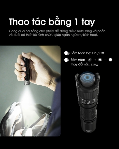 Đèn pin mini NITECORE MT1A Pro sáng 800 lumens chiếu xa 250m pin sạc 14500 dung lượng 1100mAh