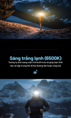 Đèn pin đội đầu NITECORE NU27 sáng 600 lumen siêu nhẹ 56g  có thay đổi màu ánh sáng