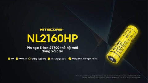 NL2160HP pin sạc Nitecore 21700 dung lượng 6000mah dòng xả cao 20A