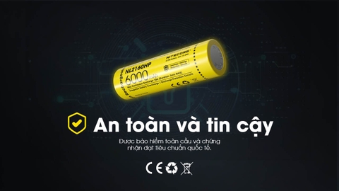 NL2160HP pin sạc Nitecore 21700 dung lượng 6000mah dòng xả cao 20A