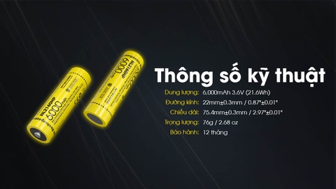 NL2160HP pin sạc Nitecore 21700 dung lượng 6000mah dòng xả cao 20A