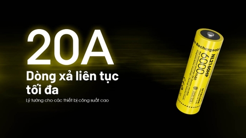 NL2160HP pin sạc Nitecore 21700 dung lượng 6000mah dòng xả cao 20A