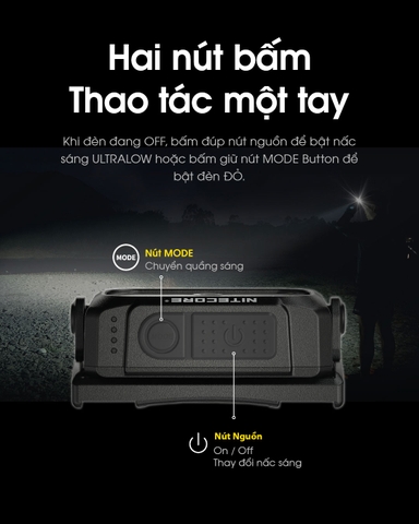 Đèn pin đội đầu siêu nhẹ NITECORE NU25 sáng 400 lumen chiếu xa 64m pin 650mAh USB-C