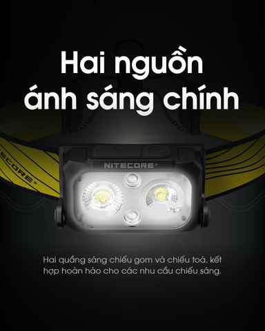 Đèn pin đội đầu siêu nhẹ NITECORE NU25 sáng 400 lumen chiếu xa 64m pin 650mAh USB-C