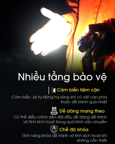 Đèn pin đội đầu NITECORE NU43 sáng 1400 lm chiếu xa 130m pin 18650 3400mAH sạc USB-C