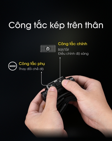 Đèn pin đội đầu NITECORE NU43 sáng 1400 lm chiếu xa 130m pin 18650 3400mAH sạc USB-C
