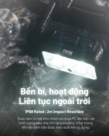 Đèn đội đầu NITECORE NU45 sáng 1700lm chiếu xa 172m pin 18650 4000mAh nhẹ 126gr chuyên cho chạy trail