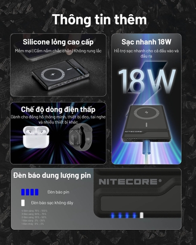 Sạc dự phòng Magsafe NITECORE NW5000 siêu mỏng nhẹ 5000mAh vỏ carbon