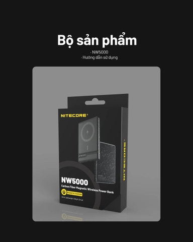 Sạc dự phòng Magsafe NITECORE NW5000 siêu mỏng nhẹ 5000mAh vỏ carbon