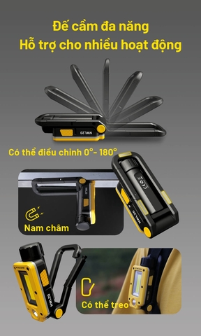 Đèn pin Nitecore NWL20 sáng 600 lumen chiếu xa 93m sạc USB-C, đế nam châm đa năng