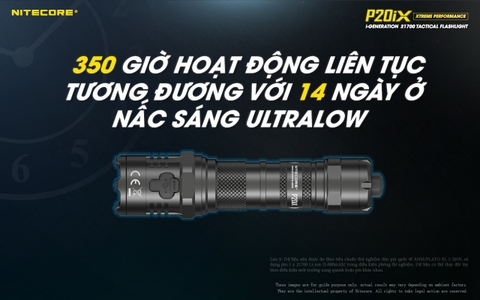 Đèn pin tác chiến NITECORE P20iX sáng 4.000 lm chiếu xa 221m pin sạc 21700i - 5000mAh trấu phá kính công tắc kép phản ứng nhanh