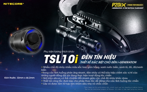 Đèn pin tác chiến NITECORE P20iX sáng 4.000 lm chiếu xa 221m pin sạc 21700i - 5000mAh trấu phá kính công tắc kép phản ứng nhanh