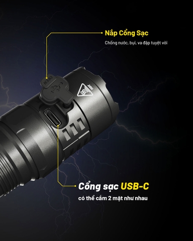 Đèn pin tác chiến NITECORE P23i sáng 3.000 lumen tầm chiếu xa 470m pin 21700i 5000mAh trấu phá kính công tắc đuôi kép phản ứng nhanh
