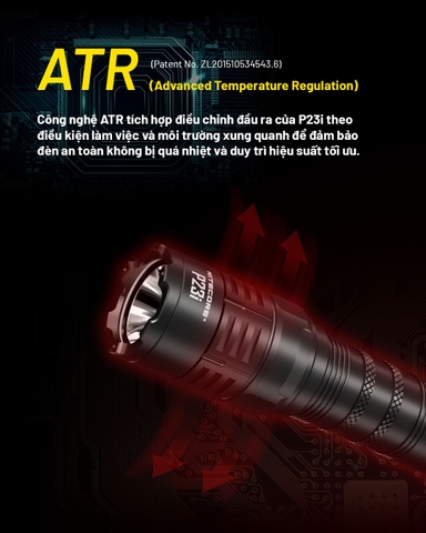 Đèn pin tác chiến NITECORE P23i sáng 3.000 lumen tầm chiếu xa 470m pin 21700i 5000mAh trấu phá kính công tắc đuôi kép phản ứng nhanh