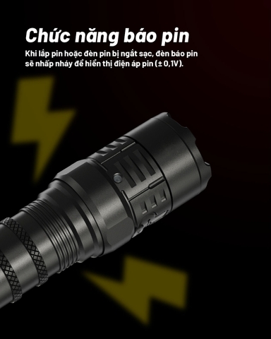 Đèn pin tác chiến NITECORE P23i sáng 3.000 lumen tầm chiếu xa 470m pin 21700i 5000mAh trấu phá kính công tắc đuôi kép phản ứng nhanh