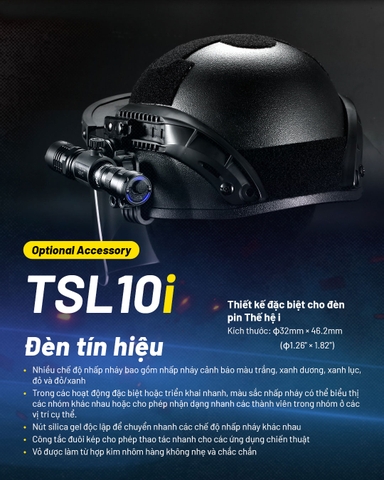 Đèn pin tác chiến NITECORE P23i sáng 3.000 lumen tầm chiếu xa 470m pin 21700i 5000mAh trấu phá kính công tắc đuôi kép phản ứng nhanh