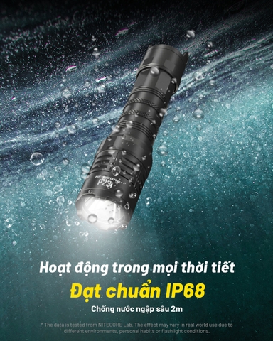 Đèn pin tác chiến NITECORE P23i sáng 3.000 lumen tầm chiếu xa 470m pin 21700i 5000mAh trấu phá kính công tắc đuôi kép phản ứng nhanh