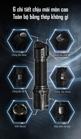 Đèn pin chiến thuật NITECORE P27iX – Sáng 5000 lumen, chiếu xa 430m, pin 5500mAh, sạc nhanh USB-C 18W