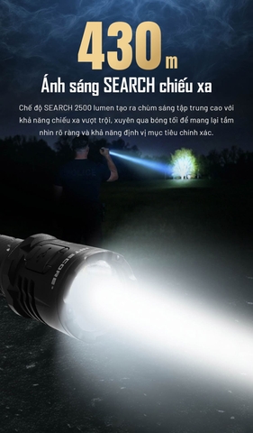 Đèn pin chiến thuật NITECORE P27iX – Sáng 5000 lumen, chiếu xa 430m, pin 5500mAh, sạc nhanh USB-C 18W