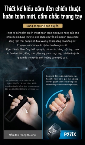 Đèn pin chiến thuật NITECORE P27iX – Sáng 5000 lumen, chiếu xa 430m, pin 5500mAh, sạc nhanh USB-C 18W
