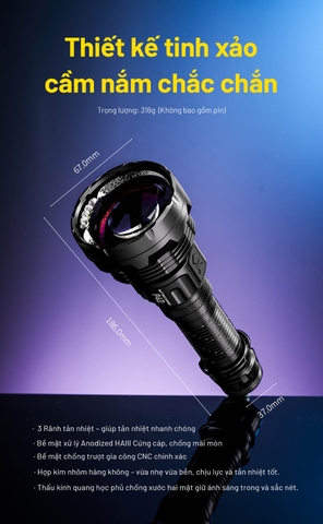 Đèn pin NITECORE P40 độ sáng 2000 lm chiếu siêu xa 2900m