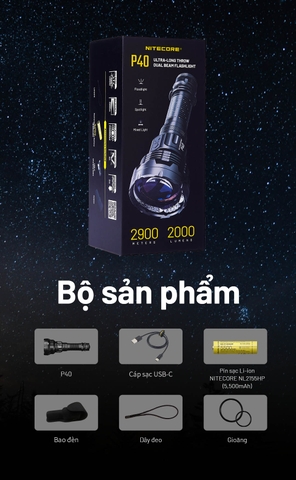 Đèn pin NITECORE P40 độ sáng 2000 lm chiếu siêu xa 2900m