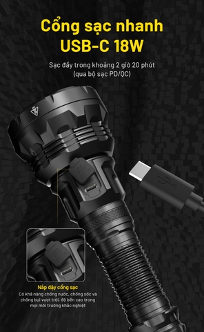 Đèn pin NITECORE P40 độ sáng 2000 lm chiếu siêu xa 2900m