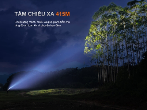 Đèn pin chiến thuật Fenix PD36R ACE 3000 lumen chiếu xa 415m, pin 21700, sạc USB-C