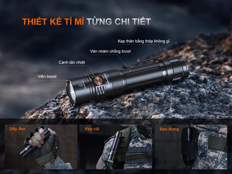 Đèn pin chiến thuật Fenix PD36R ACE 3000 lumen chiếu xa 415m, pin 21700, sạc USB-C