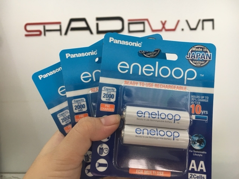 Pin sạc vỉ 2 Eneloop AA 2000mAh made in Japan