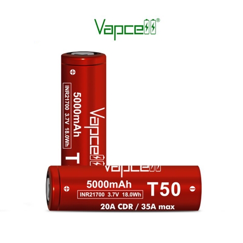 Pin sạc VAPCELL INR21700 T50 dung lượng 5000mAH dòng xả tối đa 35A