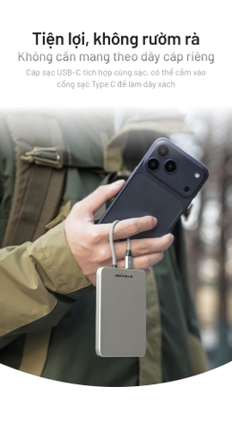 NITECORE POCKET 5 – Sạc dự phòng nam châm 5000mAh siêu mỏng 9mm, cáp USB-C tích hợp, sạc nhanh 22.5W