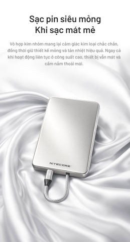 NITECORE POCKET 5 – Sạc dự phòng nam châm 5000mAh siêu mỏng 9mm, cáp USB-C tích hợp, sạc nhanh 22.5W