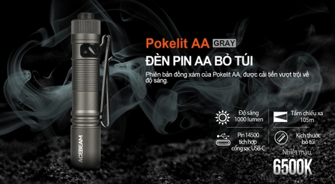 Đèn pin ACEBEAM POKELIT AA độ sáng 550lm chiếu xa 86m pin 14500 độ hoàn màu cao