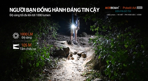 Đèn pin ACEBEAM POKELIT AA độ sáng 550lm chiếu xa 86m pin 14500 độ hoàn màu cao