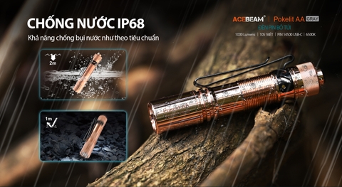 Đèn pin ACEBEAM POKELIT AA độ sáng 1000lm chiếu xa 105m pin 14500 ánh sáng trắng