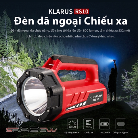 Đèn pin xách tay siêu sáng KLARUS RS10 LED SST40 độ sáng 800 lumen chiếu xa 532m