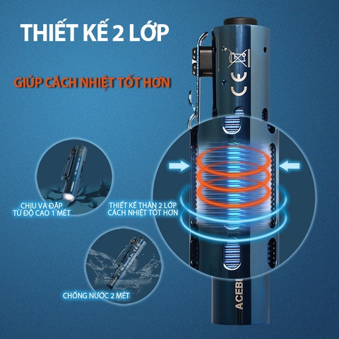 Đèn pin ACEBEAM RIDER RX BLUE độ sáng 650 lumen chiếu xa 96m