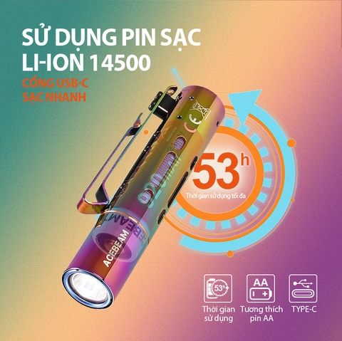 Đèn pin ACEBEAM RIDER RX RAINBOW độ sáng 650 lumen chiếu xa 96m