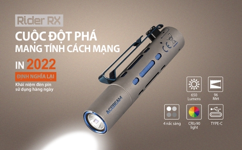 Đèn pin ACEBEAM RIDER RX TITANIUM độ sáng 650 lumen chiếu xa 96m