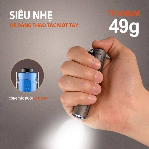 Đèn pin ACEBEAM RIDER RX TITANIUM độ sáng 650 lumen chiếu xa 96m